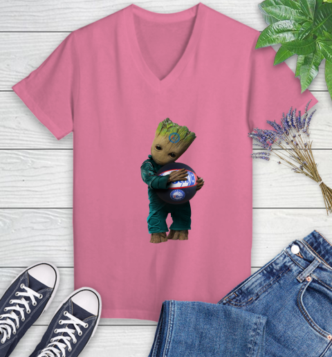 NBA Groot Guardians Of The Galaxy Basketball Sports Philadelphia 76ers Women's V-Neck T-Shirt 13