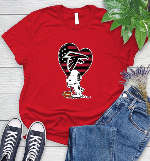 Atlanta Falcons NFL Football The Peanuts Movie Adorable Snoopy Women's T-Shirt 9