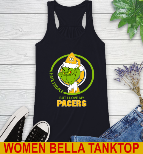 Indiana Pacers NBA Christmas Grinch I Hate People But I Love My Favorite Basketball Team Racerback Tank 10