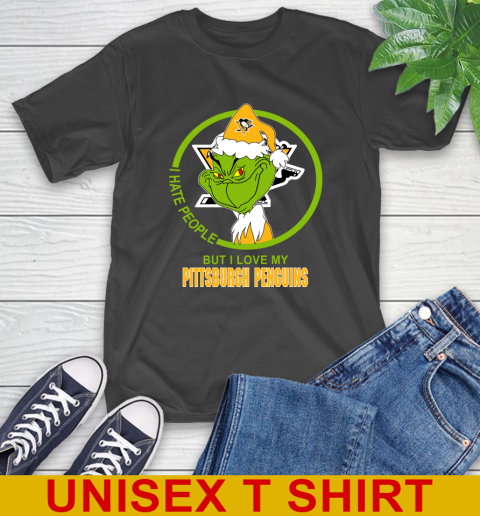 Pittsburgh Penguins NHL Christmas Grinch I Hate People But I Love My Favorite Hockey Team T-Shirt 2