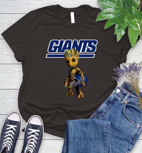 New York Giants NFL Football Groot Marvel Guardians Of The Galaxy Women's T-Shirt 8