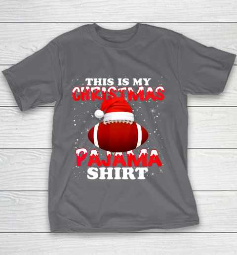 Football Christmas Gifts Santa Hat Funny Xmas Pajamas Youth T-Shirt 5