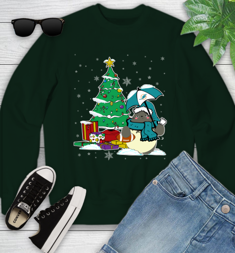 Miami Dolphins NFL Football Cute Tonari No Totoro Christmas Sports Youth Sweatshirt 9