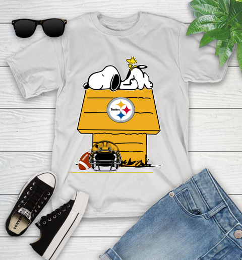 Pittsburgh Steelers NFL Football Snoopy Woodstock The Peanuts Movie Youth T-Shirt