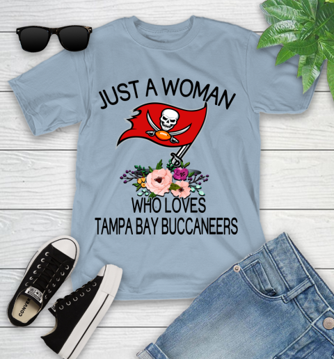NFL Just A Woman Who Loves Tampa Bay Buccaneers Football Sports Youth T-Shirt 6