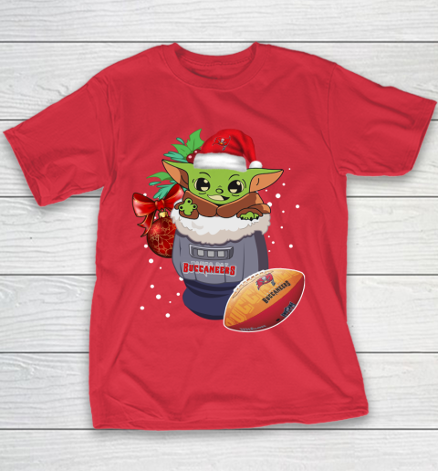 Tampa Bay Buccaneers Christmas Baby Yoda Star Wars Funny Happy NFL Youth T-Shirt 9