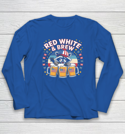 Funny Raccoon red white and brew Independence Day 4th of July Long Sleeve T-Shirt 5