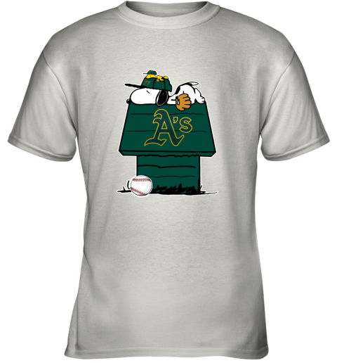 Oakland Athletics Snoopy And Woodstock Resting Together MLB Youth T-Shirt