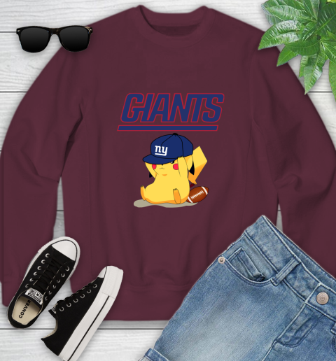 NFL Pikachu Football Sports New York Giants Youth Sweatshirt 5