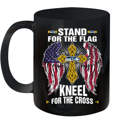 NFL Football Seattle Seahawks Stand For Flag Kneel For The Cross Shirt Ceramic Mug 11oz