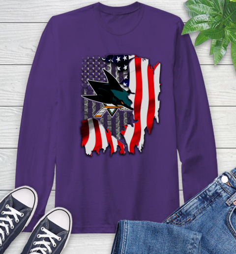San Jose Sharks NHL Hockey American Flag Long Sleeve T-Shirt 5