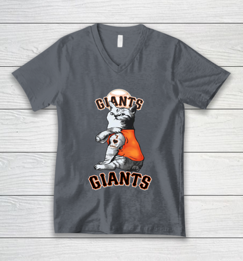 MLB Baseball My Cat Loves San Francisco Giants V-Neck T-Shirt 4