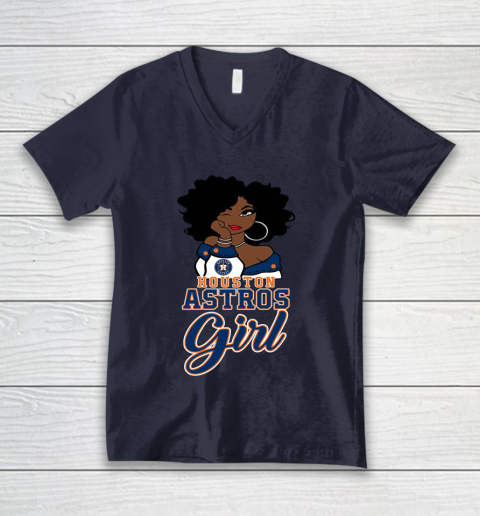 Houston Astross Girl MLB V-Neck T-Shirt 3