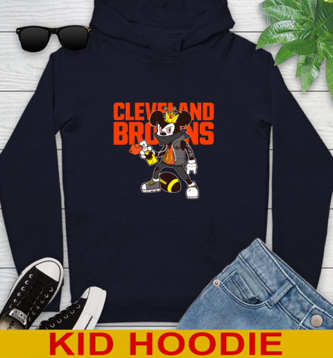 Cleveland Browns NFL Football Mickey Peace Sign Sports Youth Hoodie 4