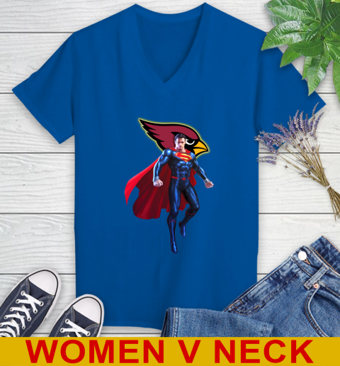 NFL Superman DC Sports Football Arizona Cardinals Women's V-Neck T-Shirt 11