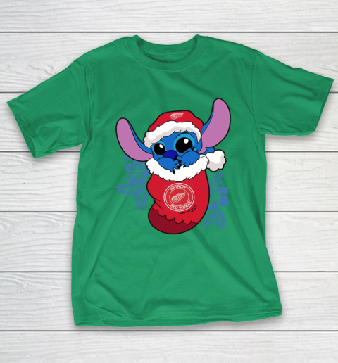 Detroit Red Wings Christmas Stitch In The Sock Funny Disney NHL T-Shirt