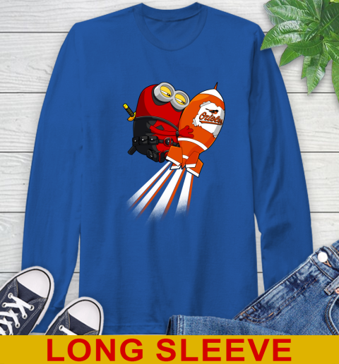 MLB Baseball Baltimore Orioles Deadpool Minion Marvel Shirt Long Sleeve T-Shirt 11