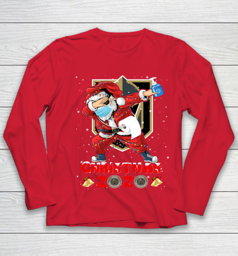 Vegas Golden Knights Funny Santa Claus Dabbing Christmas 2020 NHL Youth Long Sleeve 8