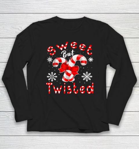Candy Cane Sweet But Twisted Funny Merry Christmas Long Sleeve T-Shirt