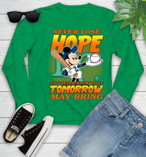 Kansas City Royals MLB Baseball Mickey Disney Never Lose Hope Youth Long Sleeve 7