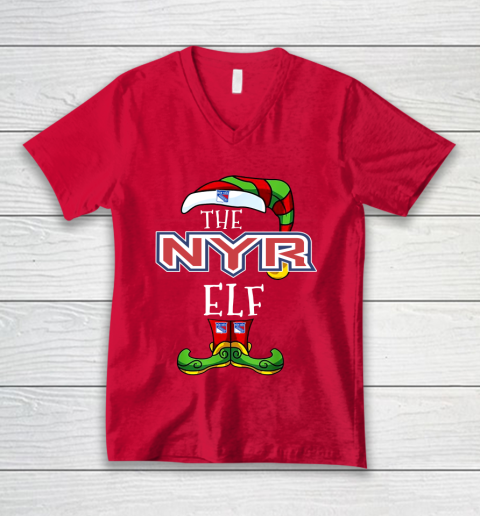 New York Rangers Christmas ELF Funny NHL V-Neck T-Shirt 6