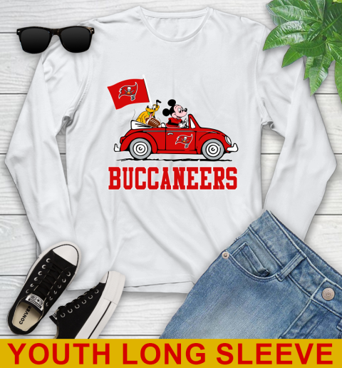 NFL Football Tampa Bay Buccaneers Pluto Mickey Driving Disney Shirt Youth Long Sleeve