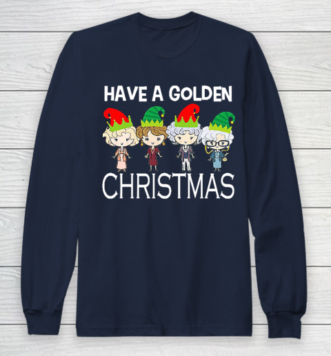 Golden Girls Lovers Gift T shirt Have A Golden Christmas Vintage Long Sleeve T-Shirt 2