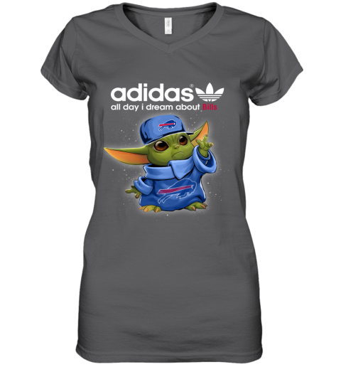 Baby Yoda Adidas All Day I Dream About  Bills znzd baby yoda adidas all day i dream aboutbills women v neck t shirt 39 front charcoal