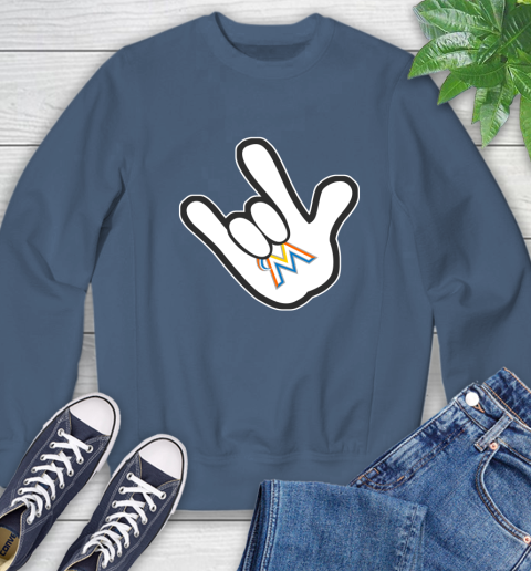 Miami Marlins MLB Baseball Mickey Rock Hand Disney Sweatshirt 7