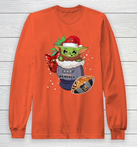Cincinnati Bengals Christmas Baby Yoda Star Wars Funny Happy NFL Long Sleeve T-Shirt 5