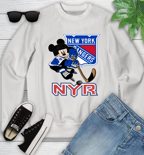 NHL New York Rangers Mickey Mouse Disney Hockey T Shirt Youth Sweatshirt