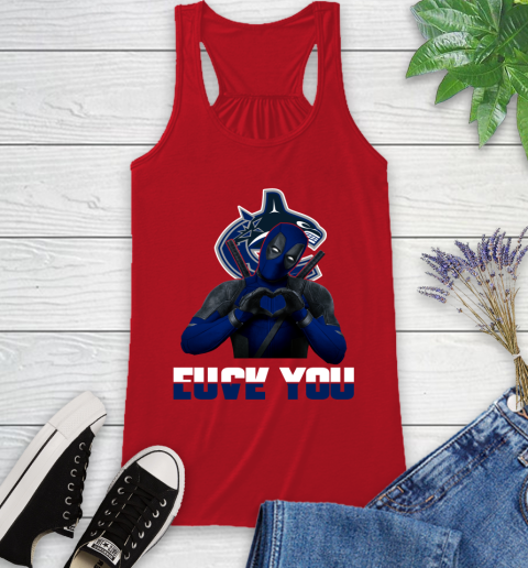 NHL Vancouver Canucks Deadpool Love You Fuck You Hockey Sports Racerback Tank 5