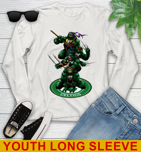 NBA Basketball Boston Celtics Teenage Mutant Ninja Turtles Shirt Youth Long Sleeve 12