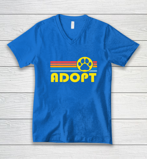 Rescue Animal Adoption Adopt Cat or Dog Vintage Retro Sunset V-Neck T-Shirt 5