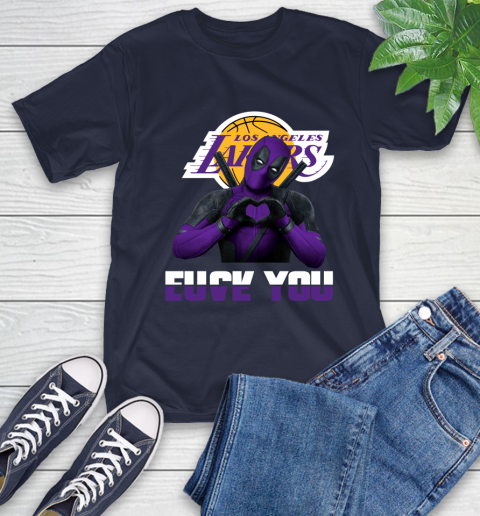 NBA Los Angeles Lakers Deadpool Love You Fuck You Basketball T-Shirt 3
