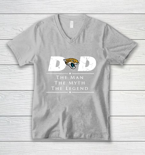 Jacksonville Jaguars NFL Football Dad The Man The Myth The Legend V-Neck T-Shirt - Image 4