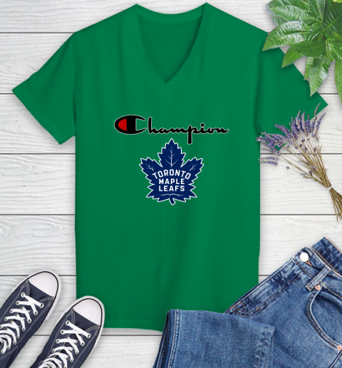 NHL Hockey Toronto Maple Leafs Champion Shirt Women's V-Neck T-Shirt 3