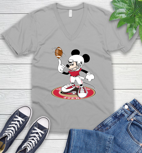NFL Football San Francisco 49ers Cheerful Mickey Disney Shirt V-Neck T-Shirt 4