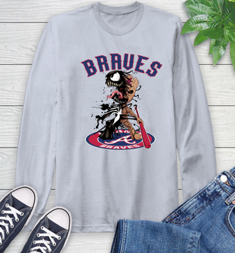 MLB Atlanta Braves Baseball Venom Groot Guardians Of The Galaxy Long Sleeve T-Shirt 6