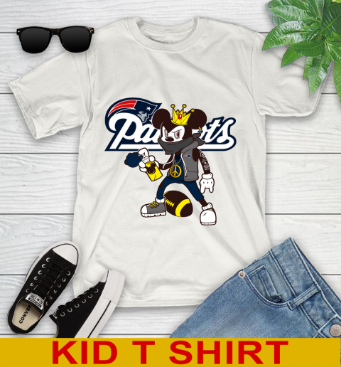 New England Patriots NFL Football Mickey Peace Sign Sports Youth T-Shirt