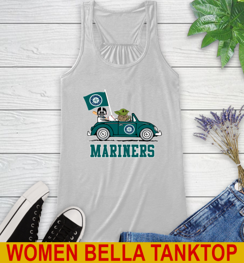 MLB Baseball Seattle Mariners Darth Vader Baby Yoda Driving Star Wars Shirt Racerback Tank