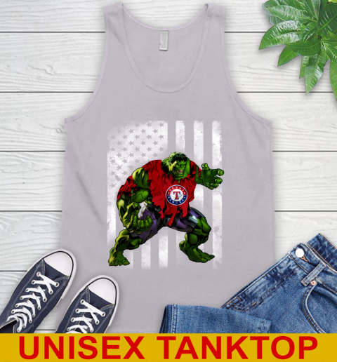 Texas Rangers Hulk Marvel Avengers MLB Baseball American Flag Tank Top 3