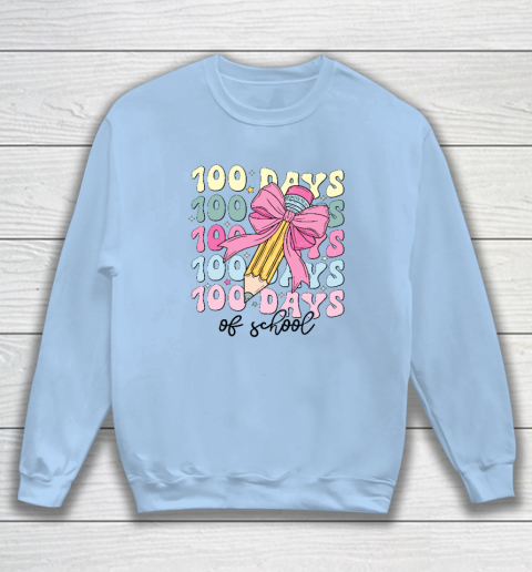 100 Days of School Girls Coquette Bow 100th Day of School Sweatshirt 4