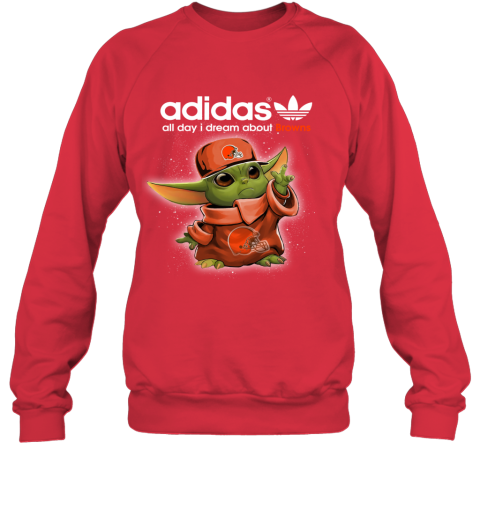 Baby Yoda Adidas All Day I Dream About Cleveland Browns Youth T-Shirt 