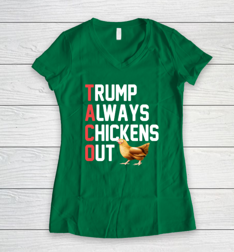 Political Trending TACO Trump Always Chickens Out Women's V-Neck T-Shirt 3