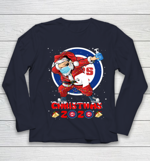 Chicago Cubs Funny Santa Claus Dabbing Christmas 2020 MLB Youth Long Sleeve 2