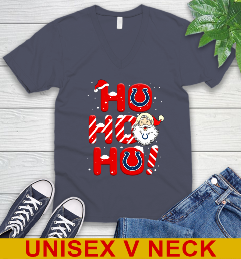 Indianapolis Colts NFL Football Ho Ho Ho Santa Claus Merry Christmas Shirt V-Neck T-Shirt 7