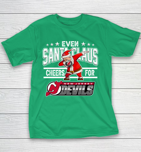 New Jersey Devils Even Santa Claus Cheers For Christmas NHL Youth T-Shirt 3