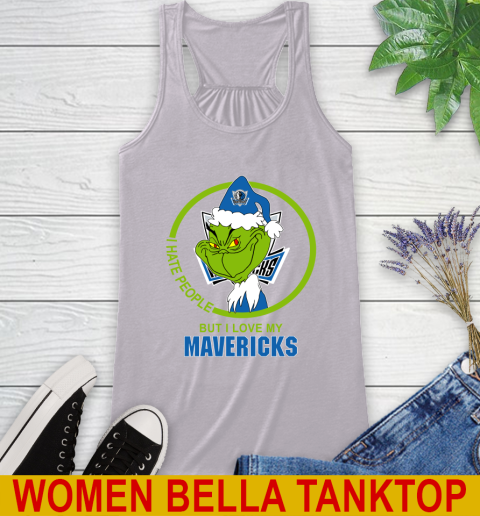Dallas Mavericks NBA Christmas Grinch I Hate People But I Love My Favorite Basketball Team Racerback Tank 5