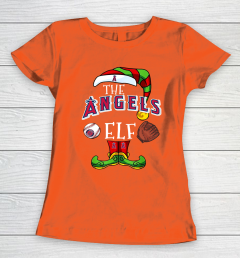 Los Angeles Angels Christmas ELF Funny MLB Women's T-Shirt 3
